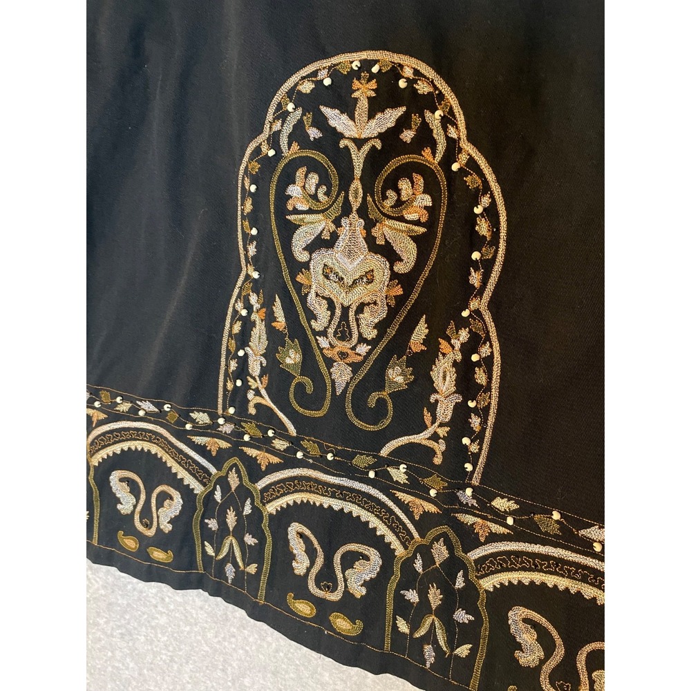Stonebridge Jacket Button Up‎ Womens Large Embroidered Beaded Cotton Black - Picture 10 of 10